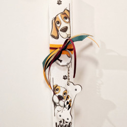 Λαμπάδα αρωματική με τύπωμα και μπρελόκ σκυλάκι κόκκαλο 03