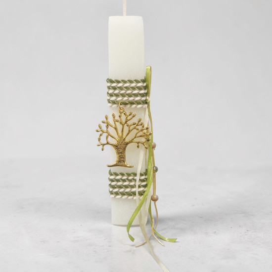 Λαμπάδα με διακοσμητικό ελιά με ευχές