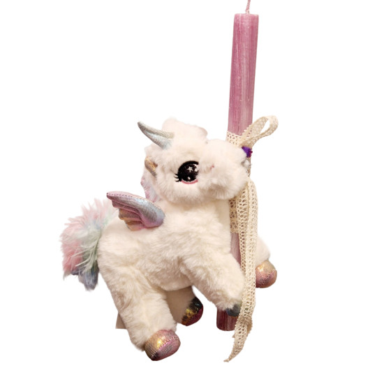 Λαμπάδα αρωματική Μονόκερος με δώρο Λούτρινο 