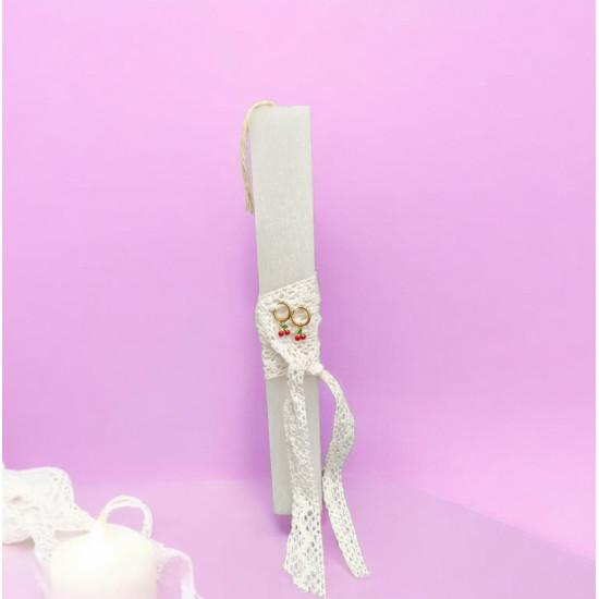 Λαμπάδα αρωματική με δώρο σκουλαρίκια κερασάκια από ατσάλι 316L