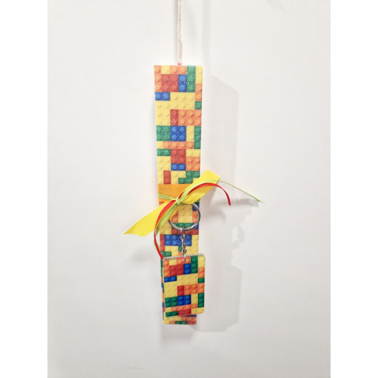 Λαμπάδα αρωματική με μπρελόκ και τύπωμα Lego