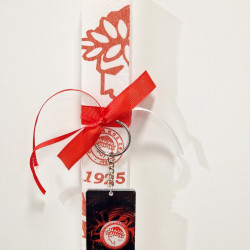 Λαμπάδα αρωματική με μπρελόκ και τύπωμα Ολυμπιακός