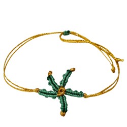 Βραχιόλι μακραμέ αστερίας σε χρώμα πράσινο με χρυσό κορδόνι