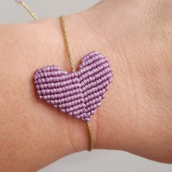 Βραχιόλι μακραμέ Hearts σε χρώμα μωβ λιλά