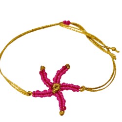 Βραχιόλι μακραμέ αστερίας σε χρώμα φούξια