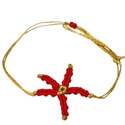 Βραχιόλι μακραμέ αστερίας σε χρώμα κόκκινο