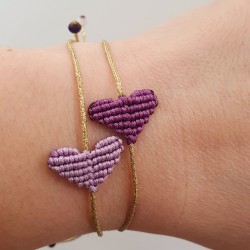 Βραχιόλι μακραμέ mini Hearts σε χρώμα μωβ λιλά
