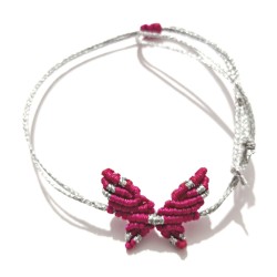 Βραχιόλι μακραμέ πεταλούδα σε χρώμα φούξια
