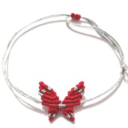 Βραχιόλι μακραμέ πεταλούδα σε χρώμα κόκκινο