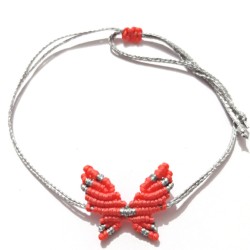 Βραχιόλι μακραμέ πεταλούδα σε χρώμα κοραλί