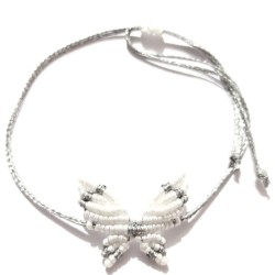 Βραχιόλι μακραμέ πεταλούδα σε χρώμα λευκό