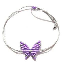 Βραχιόλι μακραμέ πεταλούδα σε χρώμα λιλά