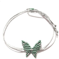 Βραχιόλι μακραμέ πεταλούδα σε χρώμα μέντα
