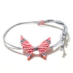 Βραχιόλι μακραμέ πεταλούδα σε χρώμα ροζ