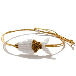 Βραχιόλι μακραμέ ψάρι δίχρωμο λευκό/χρυσό