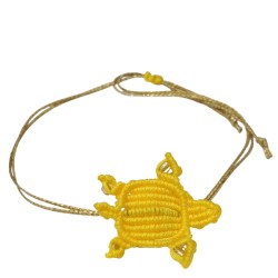 Βραχιόλι  μακραμέ χελωνάκι σε χρώμα κίτρινο με χρυσό κορδόνι