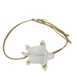Βραχιόλι  μακραμέ χελωνάκι σε χρώμα λευκό με χρυσό κορδόνι
