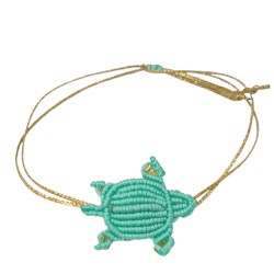 Βραχιόλι  μακραμέ χελωνάκι σε χρώμα βεραμάν με χρυσό κορδόνι