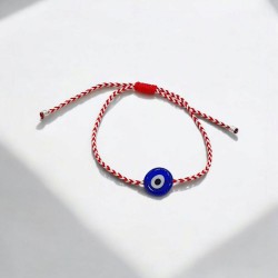 Diaxeirinis Μαρτάκι Βραχιόλι με Μάτι Μπλε 2 όψεων με αυξομείωση στο κούμπωμα 