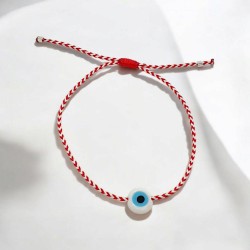 Diaxeirinis Μαρτάκι Βραχιόλι με Μάτι Λευκό 2 Όψεων με αυξομείωση στο κούμπωμα 