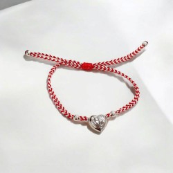 Diaxeirinis Μαρτάκι Βραχιόλι με καρδιά ασημένια με αυξομείωση στο κούμπωμα 