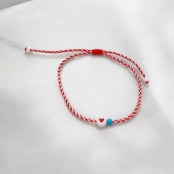 Diaxeirinis Μαρτάκι Βραχιόλι με καρδιά 2 όψεων με αυξομείωση στο κούμπωμα 