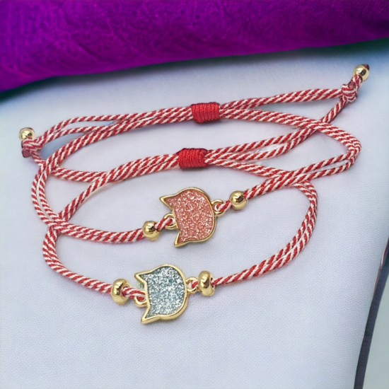 Χειροποίητο Μαρτάκι Γάτα Βιτρώ σε Επίχρυσο και με Βεραμάν Σμάτλο 