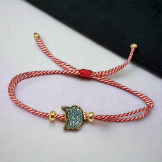 Χειροποίητο Μαρτάκι Γάτα Βιτρώ σε Επίχρυσο και με Βεραμάν Σμάτλο 