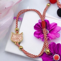 Χειροποίητο Μαρτάκι Γάτα Βιτρώ σε Επίχρυσο και με Βεραμάν Σμάτλο 