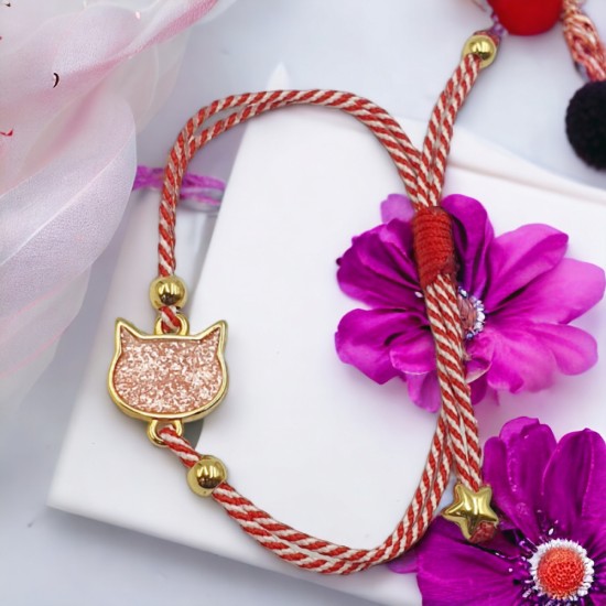 Χειροποίητο Μαρτάκι Γάτα Βιτρώ σε Επίχρυσο και με Βεραμάν Σμάτλο 