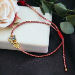 Χειροποίητο Μαρτάκι Πεταλούδα Βιτρώ σε Επίχρυσο και με Ροζ/Γαλάζιο Σμάτλο 