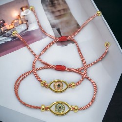 Χειροποίητο Μαρτάκι Μάτι Βιτρώ σε Επίχρυσο και με Ροζ/Λευκό Σμάτλο