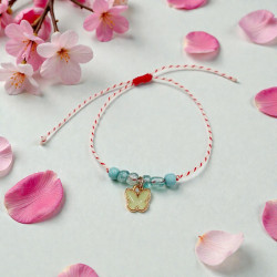 Βραχιόλι Μάρτης με πεταλούδα  lime και αυξομείωση στο κούμπωμα