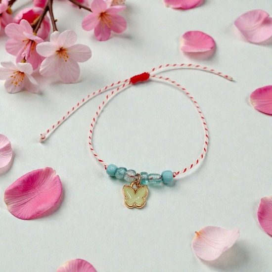 Βραχιόλι Μάρτης με πεταλούδα  lime και αυξομείωση στο κούμπωμα