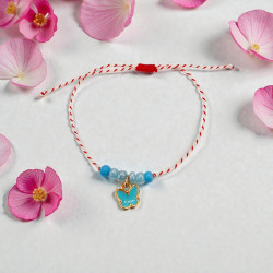 Βραχιόλι Μάρτης με πεταλούδα μπλε και αυξομείωση στο κούμπωμα