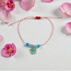 Βραχιόλι Μάρτης με πεταλούδα μπλε και αυξομείωση στο κούμπωμα