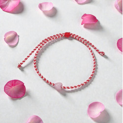 Βραχιόλι Μάρτης με καρδούλα μωβ και αυξομείωση στο κούμπωμα