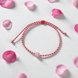 Βραχιόλι Μάρτης με καρδούλα μωβ και αυξομείωση στο κούμπωμα