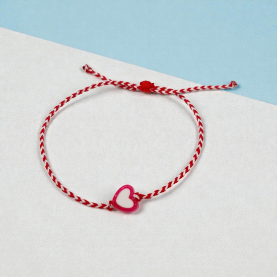 Βραχιόλι Μάρτης με καρδούλα και αυξομείωση στο κούμπωμα Ν. 130