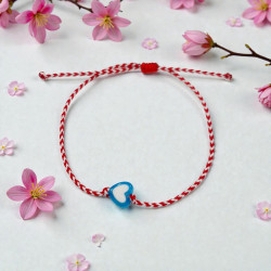 Βραχιόλι Μάρτης με καρδούλα μπλε και αυξομείωση στο κούμπωμα Ν. 132