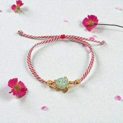 Βραχιόλι Μάρτης χελώνα σε χρώμα βεραμάν και αυξομείωση στο κούμπωμα 