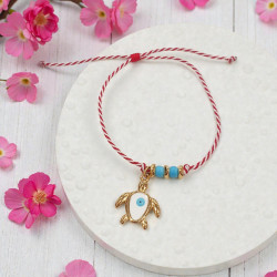 Βραχιόλι Μάρτης χελώνα με ματάκι και αυξομείωση στο κούμπωμα 