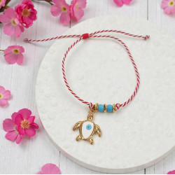 Βραχιόλι Μάρτης χελώνα με ματάκι και αυξομείωση στο κούμπωμα 