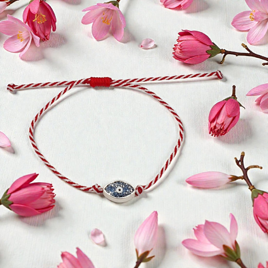 Βραχιόλι Μάρτης μάτι με γκλίτερ και αυξομείωση στο κούμπωμα 