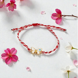 Βραχιόλι Μάρτης πεταλούδα με μάτι και αυξομείωση στο κούμπωμα 