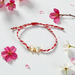 Βραχιόλι Μάρτης πεταλούδα με μάτι και αυξομείωση στο κούμπωμα 