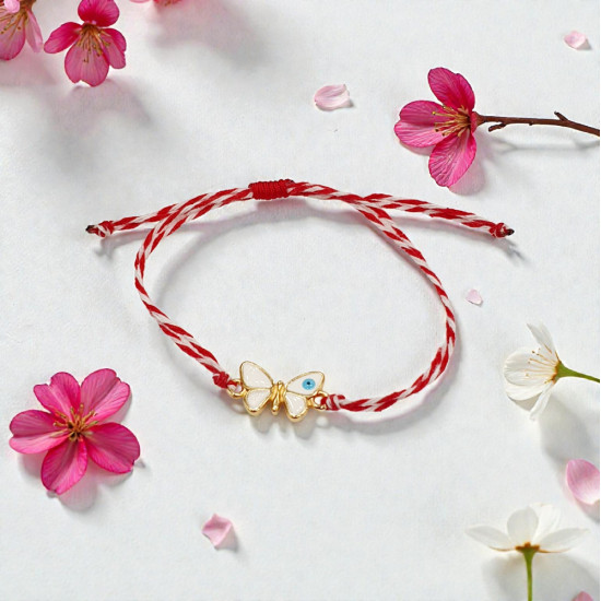 Βραχιόλι Μάρτης πεταλούδα με μάτι και αυξομείωση στο κούμπωμα 