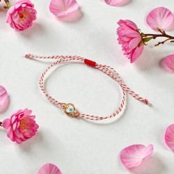 Βραχιόλι Μάρτης καρδούλα με ματάκι και αυξομείωση στο κούμπωμα 020