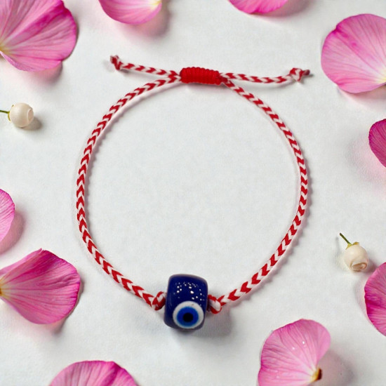 Βραχιόλι Μάρτης με μάτι μπλε και αυξομείωση στο κούμπωμα 040