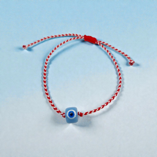 Βραχιόλι Μάρτης με μάτι γαλάζιο και αυξομείωση στο κούμπωμα 040